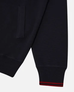 Hoodie In Navy Blue Wool