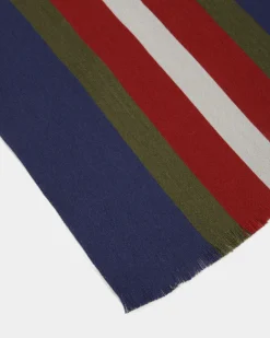 Jacquard Scarf In Marine Wool And Silk Mix