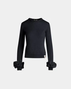 Knit Top In Navy Blue Mohair And Silk