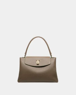 Layka Leather Top Handle Bag In Light Brown
