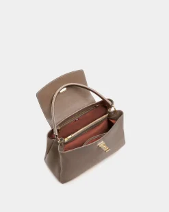 Layka Leather Top Handle Bag In Light Brown