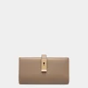 Lock Me Long Wallet In Taupe Grained Leather