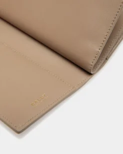 Lock Me Long Wallet In Taupe Grained Leather