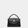Lock Me Small Top Handle Bag In Black Grained Leather