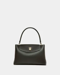 Lock Me Top Handle Bag In Black Leather