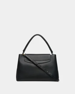 Lock Me Top Handle Bag In Black Grained Leather