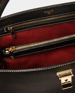 Lock Me Top Handle Bag In Black Leather