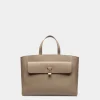 Lock Me Tote Bag In Taupe Grained Leather