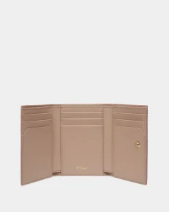 Lock Me Wallet In Nude Grained Leather