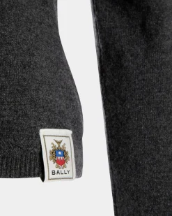 Long Sleeve Knit Top In Dark Grey Cashmere