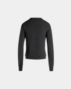Long Sleeve Knit Top In Dark Grey Cashmere