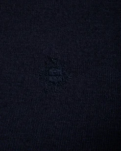 Long Sleeve Polo With Bally Crest Logo in Navy Blue Cashmere Blend