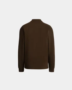 Long Sleeve Polo With Forest Mask In Brown Cotton