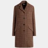 Midi Coat In Multibrown Check Wool