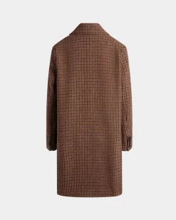 Midi Coat In Multibrown Check Wool
