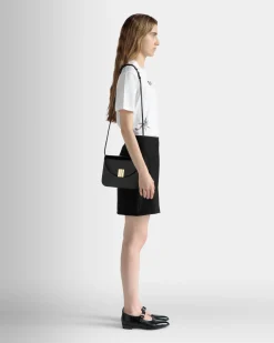 Ollam Crossbody Bag in Black Brushed Leather