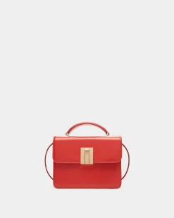 Ollam Mini Top Handle Bag in Candy Red Brushed Leather