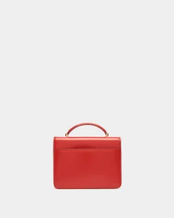 Ollam Mini Top Handle Bag in Candy Red Brushed Leather