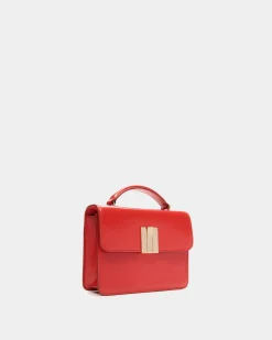 Ollam Mini Top Handle Bag in Candy Red Brushed Leather