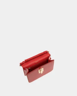 Ollam Mini Top Handle Bag in Candy Red Brushed Leather