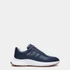 Outline Sneaker In Blue Grained Leather