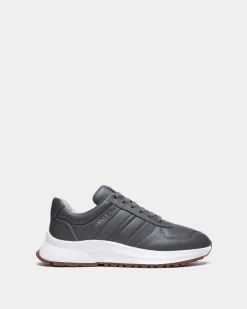 Outline Sneaker In Grey Grained Leather