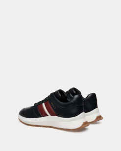 Outline Sneaker In Navy Blue Leather