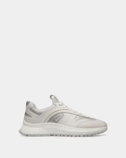 Outline Sneaker In White Leather And Nylon