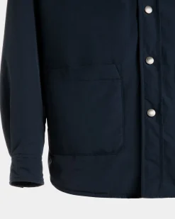 Padded Overshirt In Navy Blue Nylon