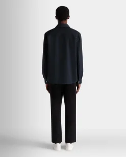 Padded Overshirt In Navy Blue Nylon