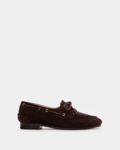 Plume Moccasin in Dark Brown Suede