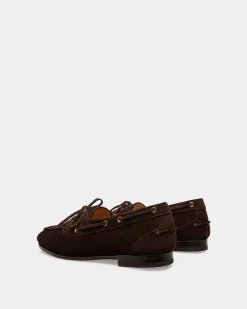 Plume Moccasin in Dark Brown Suede