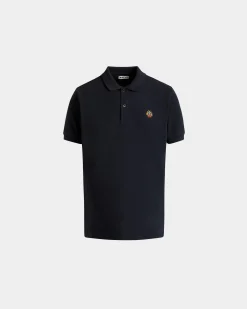 Polo Shirt in Navy Blue Cotton