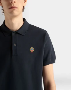 Polo Shirt in Navy Blue Cotton