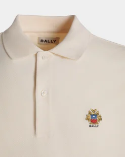 Polo With a Bally Crest Logo In White Cotton