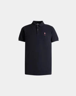 Polo With Forest Mask In Navy Blue Cotton