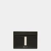 Ribbon Card Holder In Black Leather