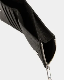 Ribbon Wallet In Black Leather