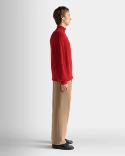 Roll Neck in Candy Red Cotton