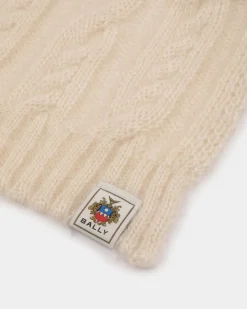 Scarf In Ivory Mohair And Silk