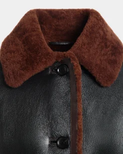 Shearling Lined Jacket In Black Leather