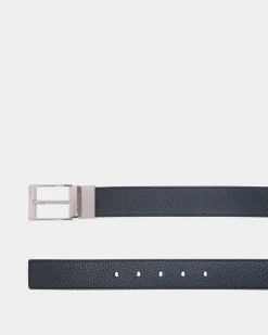 Shiffie 35mm Reversible And Adjustable Belt in Navy Blue And Black Leather