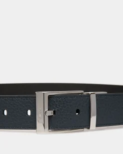 Shiffie 35mm Reversible And Adjustable Belt in Navy Blue And Black Leather