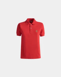 Short Sleeve Polo in Red Cotton