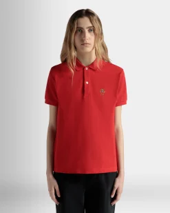 Short Sleeve Polo in Red Cotton