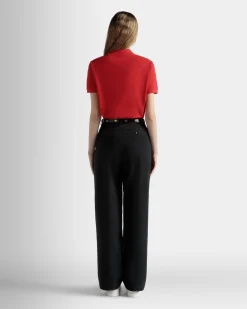 Short Sleeve Polo in Red Cotton