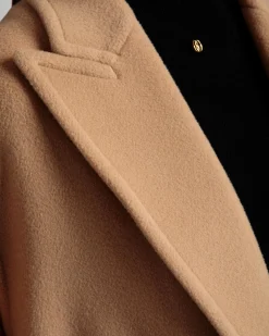 Single-Breasted Coat In Camel Cashmere Wool Mix