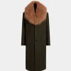 Single-Breasted Coat In Dark Green Wool