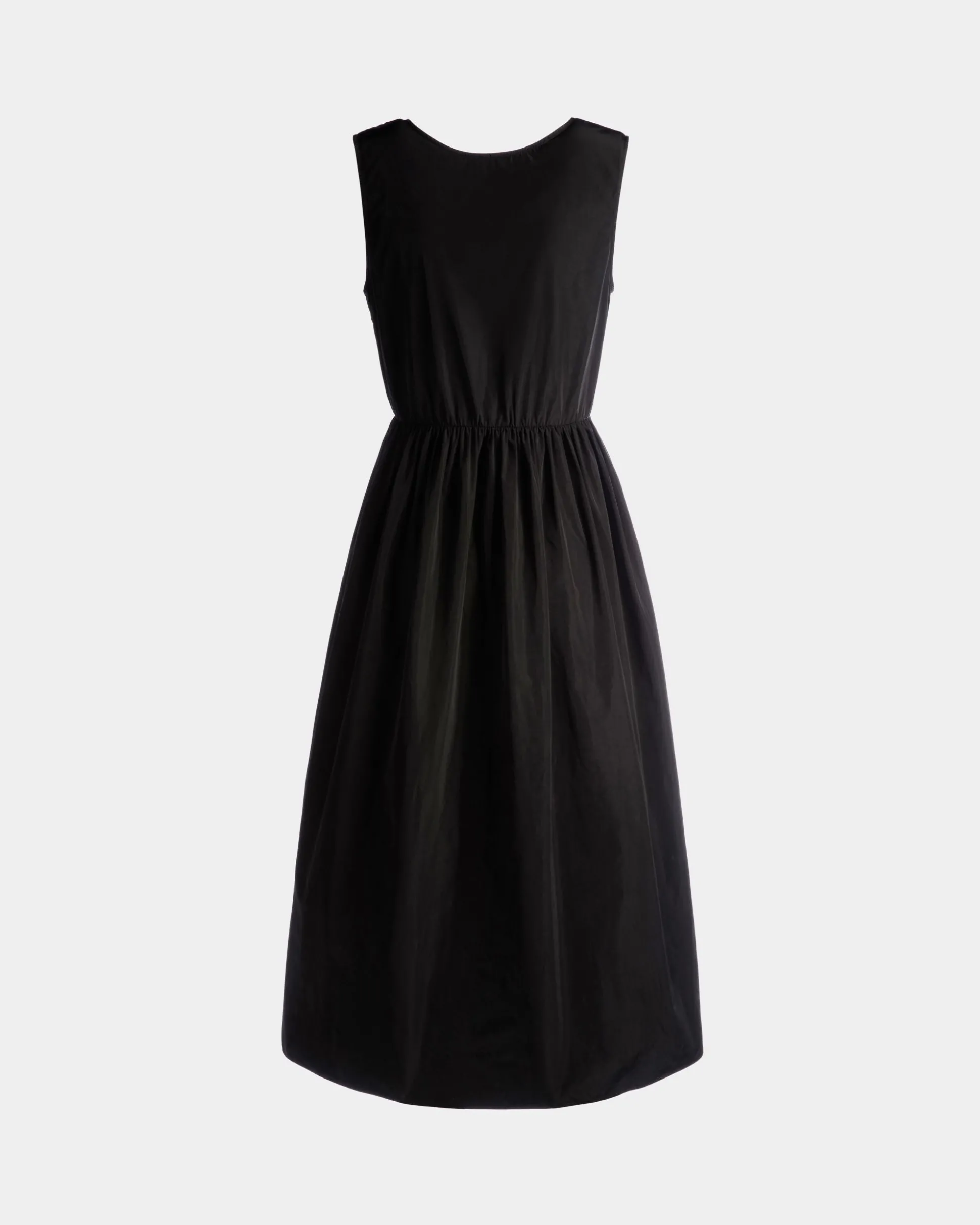 Sleeveless Midi Dress in Black Technical Duchesse