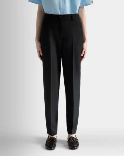 Straight Fit Pants in Black Wool